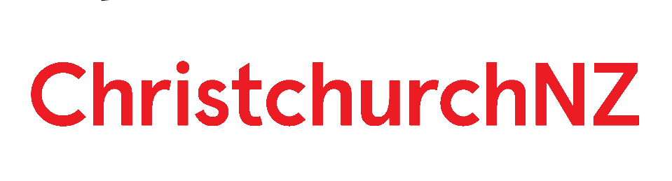 ChristchurchNZ Logo. Their name is written in a red font.