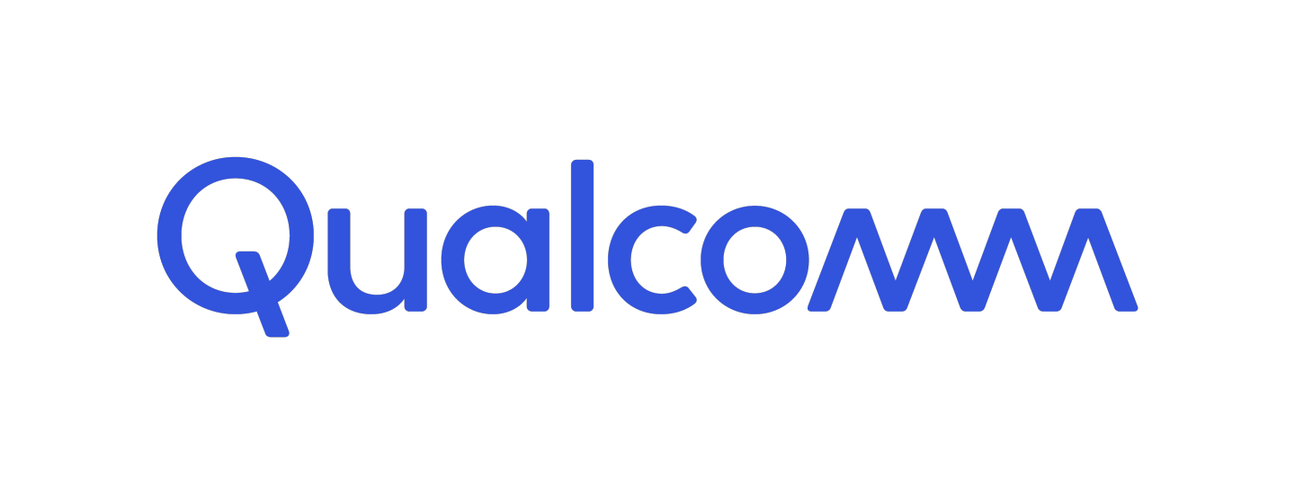 The Qualcomm logo. Their name is written in a blue font.